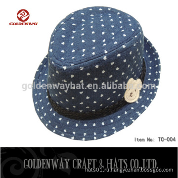 2015 новый дизайн мода дешевый малыш Denim fedora hat